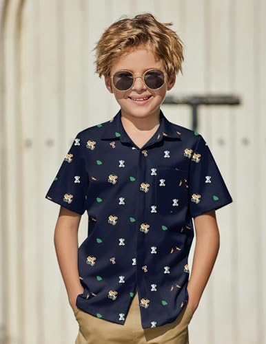 Image of Arshiner Boys Short Sleeve Dress Shirts Solid Button Down Shirts | formal Uniform School Shirt, for 4-12 Years, Hidden Buttons, with Chest Pocket, Regular Fit, Summer Tee top for Kids