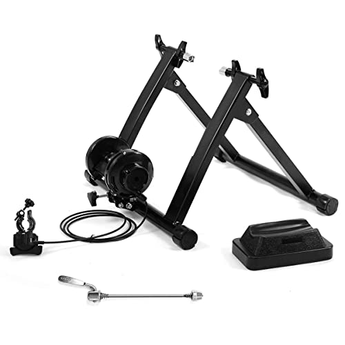 SPORFIT Magnetic Bike Trainer Stand for Indoor Riding, Quick Release Folding Exercise Bicycle Stationary Stand Trainers w/ 8 Levels Resistance,Steel Bike Workout Stand for 26â€-28â€ Wheels