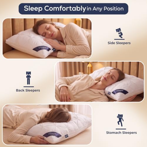 Utopia Bedding Pintuck Queen Bed Pillows, White, Pack of 2, Pintuck Design by Utopia Bedding - Used condition - Image 4