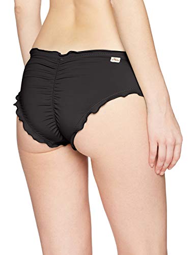 Hobie Women's Standard Ruffled Solid Hipster Bikini Bottom Swimsuit, Black, Small #TOP1