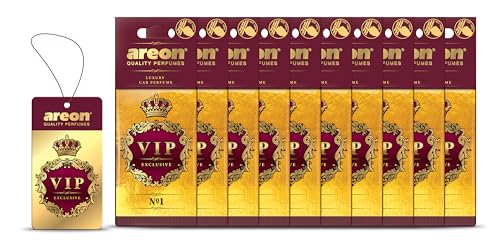 Lufterfrischer Areon VIP – Nr. 1 – aromatisierter Lufterfrischer für Auto, luxuriöses hochwertiges Parfüm (10 Stücke in Verpackung)