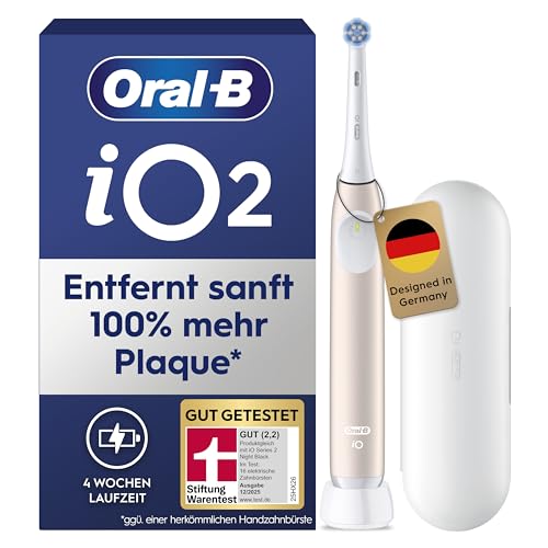 Oral-B iO Series 2 Elektrische Zahnbürste — Electric Toothbrush, Inkl. 1 Aufsteckbürste, Reise-Etui — 3 Putzmodi für Zahnpflege, GUT GETESTET (2,2) von STIFTUNG WARENTEST, Designed by Braun, Pink