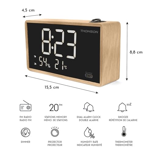 Radio réveil avec projection THOMSON Bois - vue 6