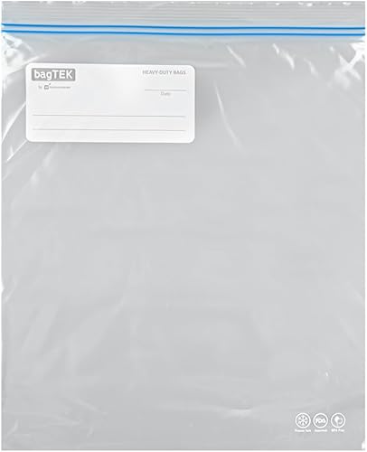 Vista 22 de Restaurantware -Bag Tek - Bolsas deslizantes para congelador de 1 galón, 25 bolsas desechables con cremallera - Cremallera deslizante, fondo