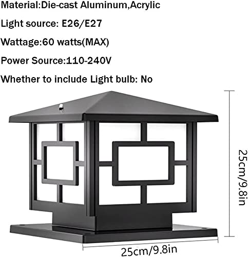 Post lamp fixture robuste contre la pluie pour sécuriser la cour