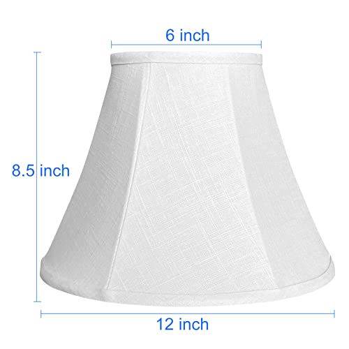 Double White Lamp Shade Set of 2, TOOTOO STAR Large Barrel Lampshade for Floor Light and Table Lamp 6x12x8.5 inch, DIY Fabric Natural Linen Hand Crafted, Spider (White, 6x12x8.5 inch)