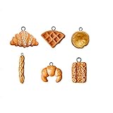 Cute Handmade Simulation Food Croissant French Bread Toast Pendant Charms Resin Jewelry Making...