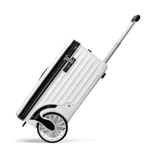 Extra Large Wheels Carry On Luggage Hard Shell Suitcase Top Opening Hardside Frame Travel Luggage with TSA Lock (White, 21-Inch)