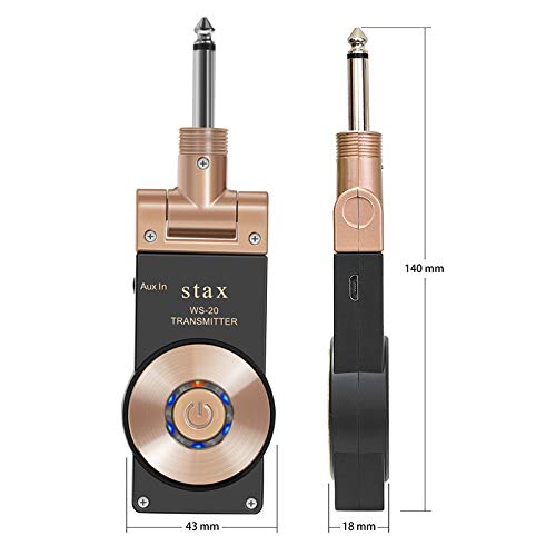 Image of Stax Guitar Wireless System Transmitter And Receiver 2.4GHZ Built-in Rechargeable Wireless Guitar System For Electric Guitar Bass Gold