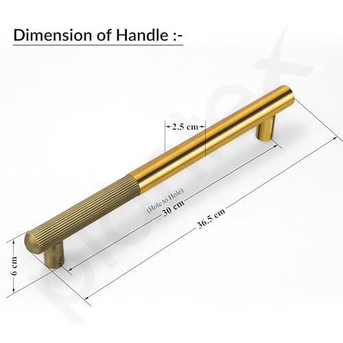Image of Plantex Door Handle /14 Inch Main Door Handle /Stainless Steel and Aluminium Door Handle /Pull-Push Door Handle /Door Accessories (Pack of 1, Brass Antique, Gold)