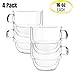 BTaT- Double Walled Stackable Glass Coffee Mugs, 16 oz, Set of 4, Glass Coffee Cups with Handle, Insulated Clear Coffee Mug for Hot and Cold Beverages, Cappuccino, Latte, Tea, Americano