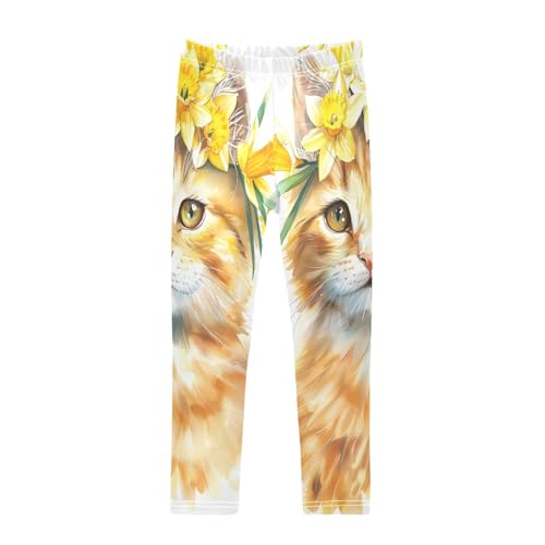 Toddler Girls Leggings Printed Yoga Pants Leggings Cute Lovely Watercolor Cat for Kids