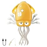 Aolieh Dancing Octopus Toy, Crawling Baby Toy for Babies & Toddlers, Rechargeable Sensory Toy with Lights, Music and Obstacle Avoidance, Gift for 6-12 Months, 1 2 3 Year Olds (Yellow)