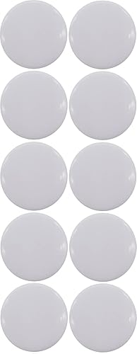 Botones pinback blancos lisos para manualidades - paquete de 10 - BRILLANTE