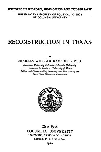 Reconstruction In Texas 1492738077 Book Cover