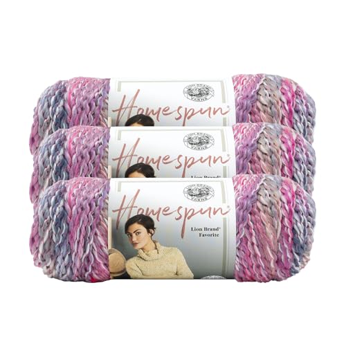 Image of Lion Brand Yarn Homespun Yarn, Soft Bulky Yarn for Knitting, Crocheting, and Crafting, 3 Pack, Mixed Berries