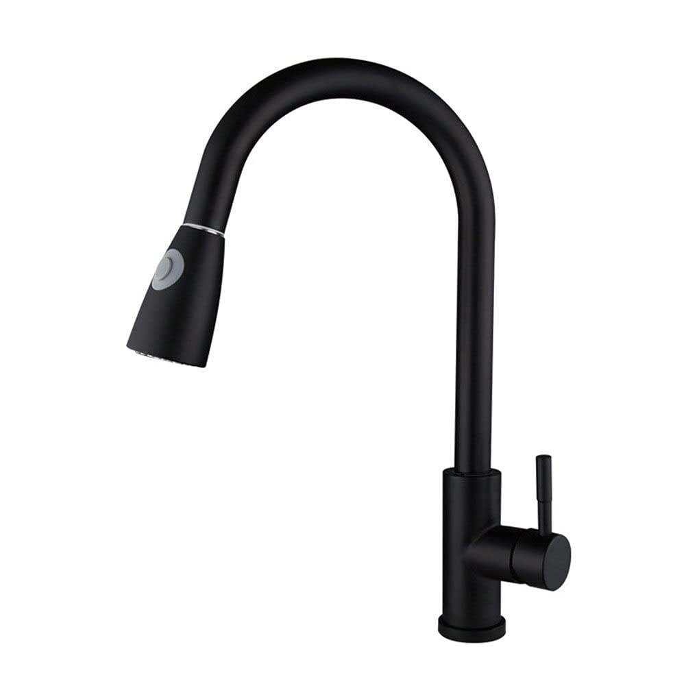 Mitigeur de cuisine noir extractible pivotant 360° pour évier de salle de bain
