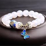 Pulsera de cuentas de piedra natural con colgante de metal para accesorios de joyería para mujer