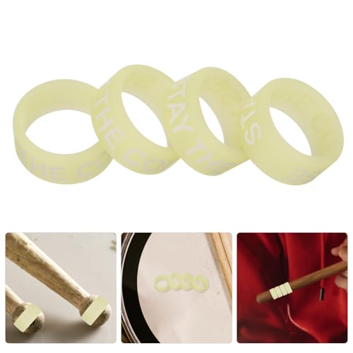 10 unidades de anillos antideslizantes para baquetas de batería, de silicona, amarillos, luminosos en la oscuridad, para mejorar el agarre y el control miniatura 7