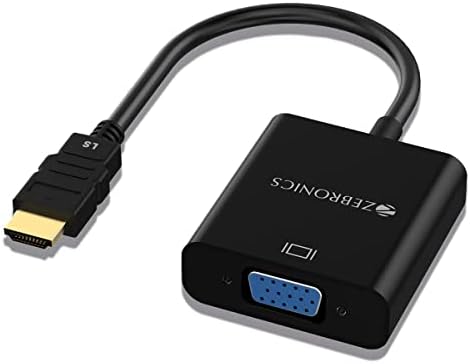 ZEBRONICS HAV01 HDMI to VGA Adapter with Full HD 1080p @ 60Hz Native Resolution, Gold Plated connectors, Plug Play Usage, Strong and Durable Build Quality