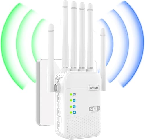 Répéteur WiFi Puissant, amplificateur WiFi de dernière Technologie, 6 antennes 2 Ports LAN AP/répéteur Double Mode WiFi, Zone de Couverture 1200 m2,...