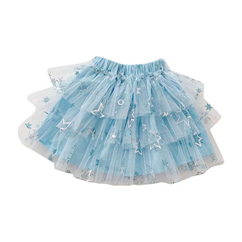 Baby Girls Layered Fluffy Tutu Tulle Skirt Girls Rainbow Princess Skirts Dance Party Birthday Carnival (Blue, 4-5 Years)