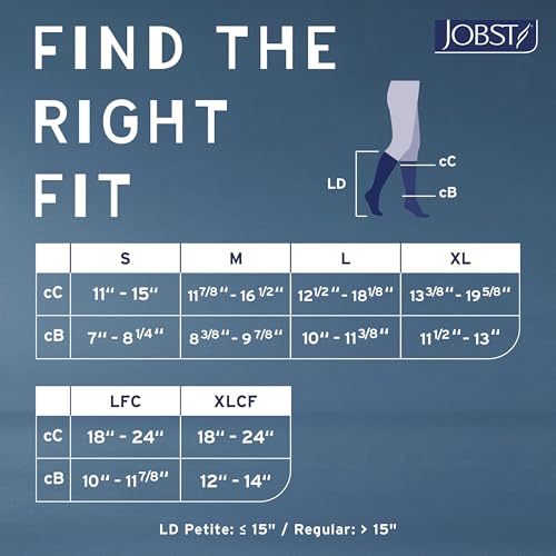 Image of JOBST Relief Knee High Graduated Compression Socks 20-30mmHg - Comfortable Unisex Design with Silicone Dot Band - Closed Toe, Black, Medium