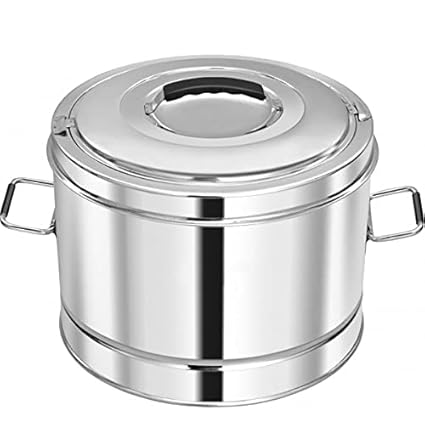 MMI Stainless Steel Casserole Canteen & Hotel Roti Rice Biryani Box Puff Insulated Hot & Cold (12hr) Container Casserole Set Surveyware Hot Box with Side Handles for Kitchen (30 litres)