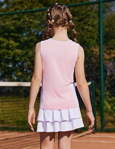 Image of Zaclotre Girls Tennis Dress with Pockets Sleeveless Tank Top and Skirt Sets | 2 Piece Set, Sleeveless, with Shorts, Feature Double Layers Pleated Back Design, Perfect for Athletic Tennis Golf 3-14 Years
