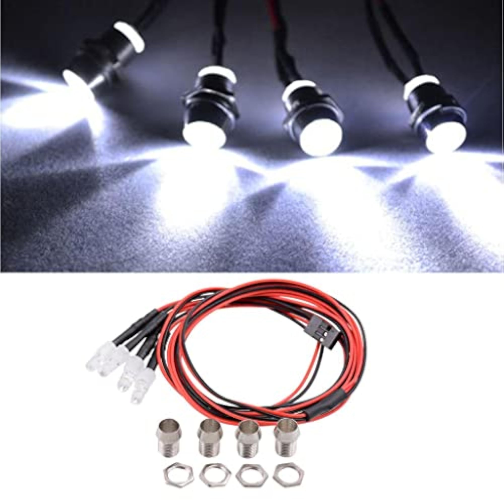 4 LED Light Kit Headlights & Taillight for RC Trucks