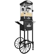 NUEFYR Popcorn Machine with Cart, 10 Oz Vintage Movie Theater Style Popcorn Maker, Stainless Stee...