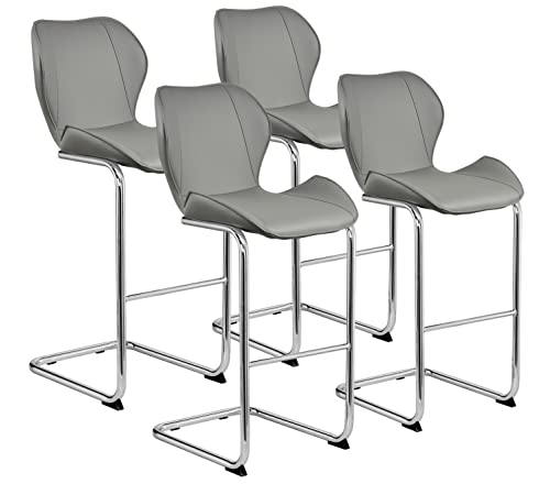 We Anjufun Bar Stools Set Of 4, Counter Height Bar Stools With Back, Pu Leather Bar Chair For Kitchen Island, Upholstered Pub Stools With Footrest, Armless Dining Chairs For Bar Grey #TOP7