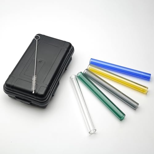 Image of 4 Inch Glass Tubes, 5 Pack Multicolor Borosilicate Glass Tubing Set
