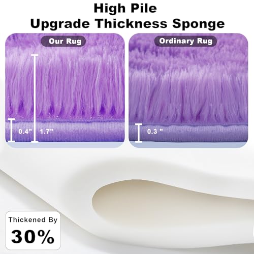 Purple Area Rugs for Girls Bedroom Living Room, 4x6 Fluffy Fuzzy Shaggy Carpet for Kids Playroom Nursery, Thick Soft Plush Mat for Kids Baby Boys Teen Dorm Home Decor Aesthetic