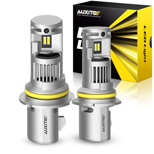 AUXITO 2025 Upgraded 9004/HB1 Fog Light, 900% Brightness, 6000K Cool White Powersports Bulbs with Fan, Plug and Play, Non-Polarity, Pack of 2