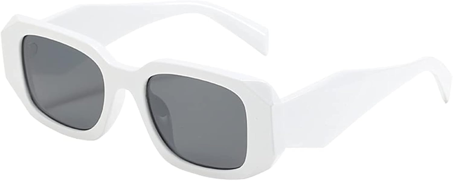 Dark Wost Retro Rectangle Sunglasses for Women Trendy Irregular Vintage 90s Medium Sunglasses UV400 Protection (White Black) - Review, Price and Buying Guide