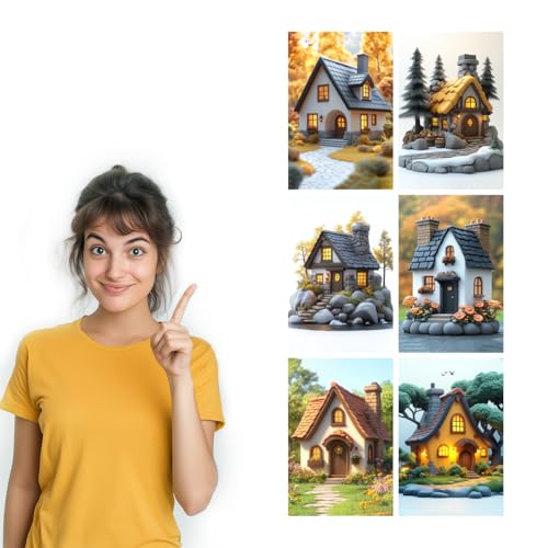 Image of SiddArtify Cottagecore Wall Art Prints Set - Whimsical House Poster Decor for Living Room Bedroom - 12x18 inch Sticker Pack of 6