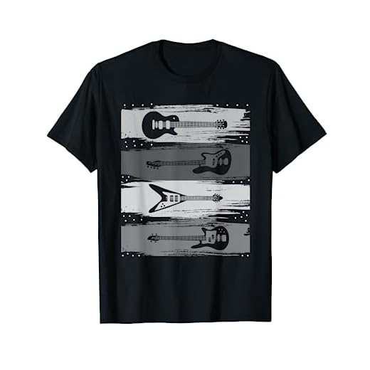 Cuatro tipos de guitarras eléctricas en blanco y negro Camiseta