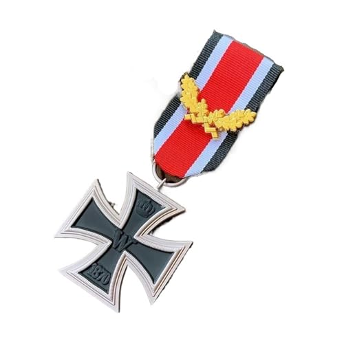 AYQEBNC German Iron Cross Emblem Pins Badge EK2 Gold and Silver Oak Leaf Accessories RK Knight Medal Chest Accessories(D)