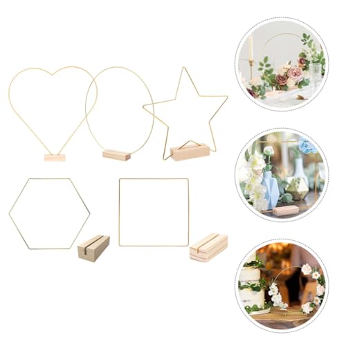 5 Aros de metal dorados para centros de mesa con base madera DECHOUS 6
