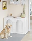 Hzuaneri Hundekäfig Möbel, 108 cm Hundebox für Zuhause, 3 Türen, Bogentür, Moderne Hundebox Indoor für Hunde, Beistelltisch, Hundekäfig Hochbelastbar, 108 x 64 x 76 cm, Weiß DFC86013W