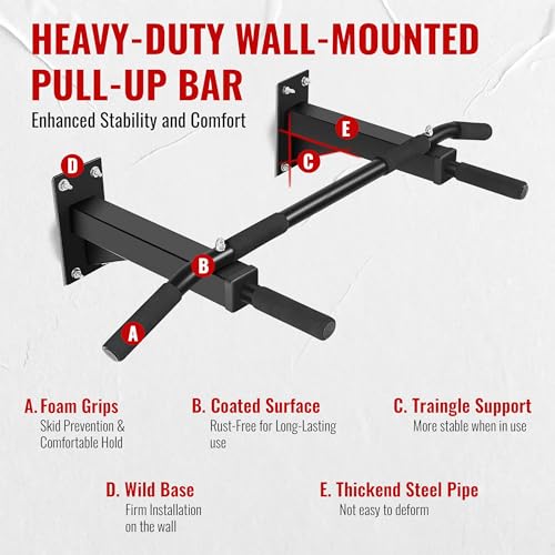Image of Slovic Pull up Bar for Home Workout [200 KG Load Capacity] | Pull up bar Wall Mounted | Gym Equipment for Home Workout | Pull up bar stand for Men, Women & Kids | Pull up rod for Chin ups