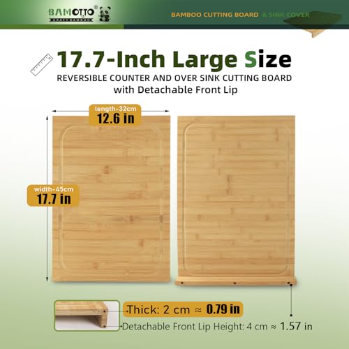 BAMOTTO CRAFTBAMBOO Bamboo Cutting Board for Kitchen 12.6"x17.7" Over-Sink by BAMOTTO CRAFTBAMBOO - Used condition - Image 2