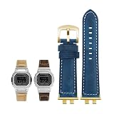 Correa de Reloj de Cuero Genuino Apta para G-Shock Apta para Casio GMW-B5000 pequeña Barra Plateada Accesorios de Correa de Reloj cómodos y Suaves para Hombres 22 mm