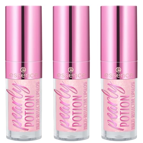essence pearly POTION MULTI-REFLECTIVE LIPGLOSS, Nr. 01, Nude, glänzend, schimmernd, holographisch, transluzent, vegan, ohne Parabene, ohne Mikroplastikpartikel, Nanopartikel frei, 3er Pack (3x2.5ml)