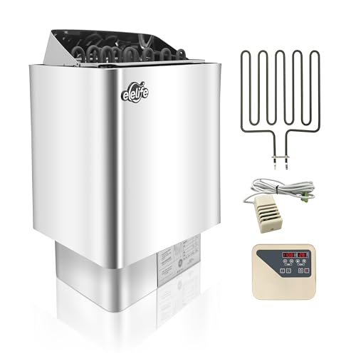 Sauna Heater, 9KW 220V Electric Sauna Stove, Steam Bath Sauna Heater with External Digital Controller, for Cubic Feet, Home Hotel Spa Shower,All stainless steel body (split machine)