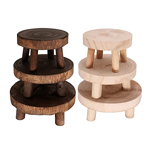 Taburete redondo de madera maciza para macetas y reposapiés CHEWYNP 2
