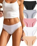 ALL OF SHE Bragas Mujer Algodon – Bragas de Algodón Suave con Encaje, Tallas M