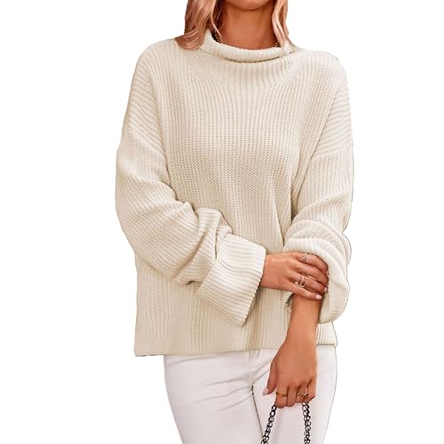Pull à col roulé décontracté pour femmes avec ourlet fendu en maille