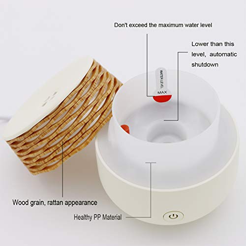 Small Essential Oil Diffusers Mini Diffuser For Essential Oils Wood Grain 30Ml Portable Aromatherapy Diffuser Ultrasonic Mist Night Light Waterless Auto Shut-Off Travel Aroma Diffuser For Bedroom Gift #TOP5